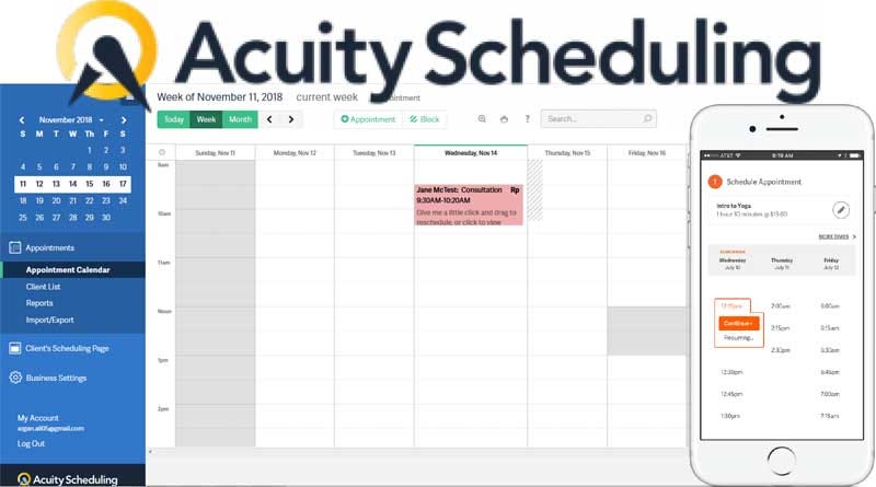 How Acuity Scheduling gym management system looks.
Source: Acuity Scheduling