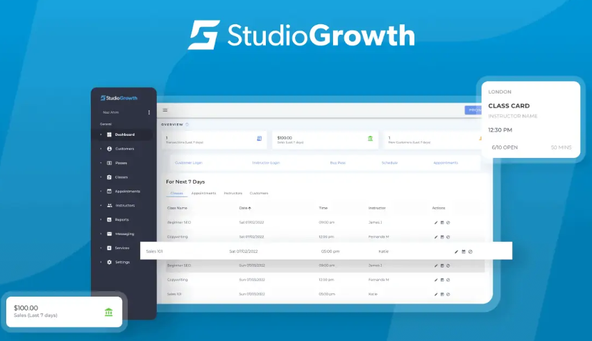 How StudioGrowth gym management system looks.
Source: StudioGrowth